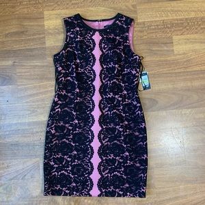Tommy Hilfiger pink and black lace party dress.